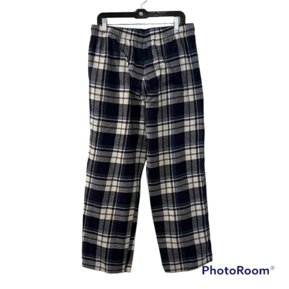 Old Navy Blue & White Plaid Fleece Pajama Pull On Drawstring Pants Size Large - Picture 2 of 10